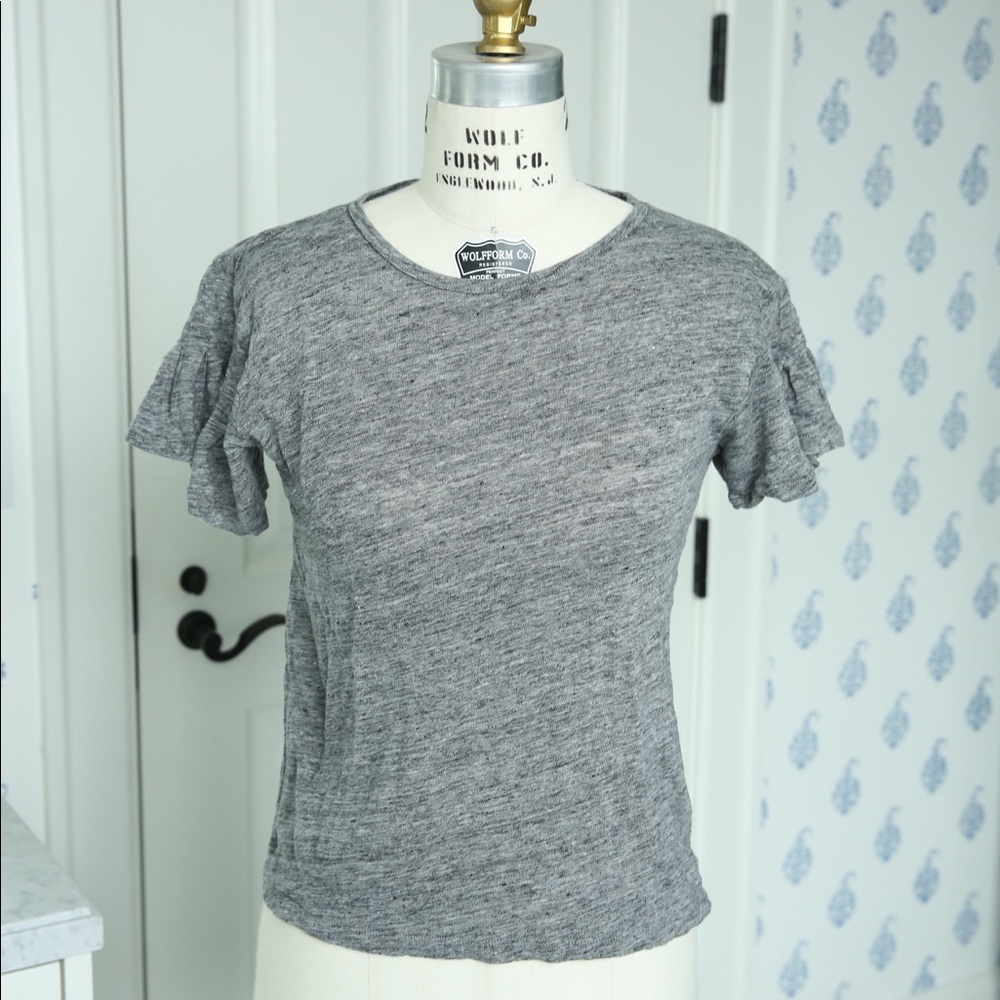 Jcrew Linen Flutter Sleeve Tee!! - image 4